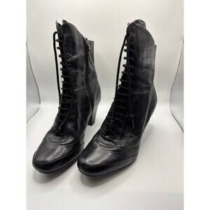 Black Leather Prairie Style Boot